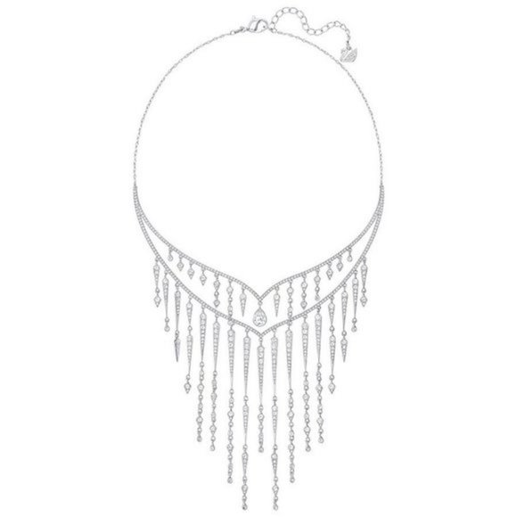 STUNNING! NIB $300 SWAROVSKI FLAME CRYSTAL STATEMENT NECKLACE - Picture 2 of 4